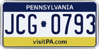 PA license plate JCG0793