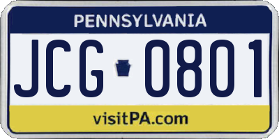PA license plate JCG0801