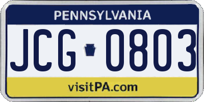 PA license plate JCG0803
