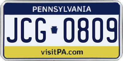 PA license plate JCG0809