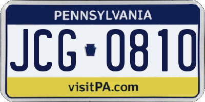 PA license plate JCG0810