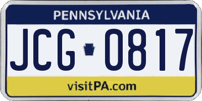 PA license plate JCG0817