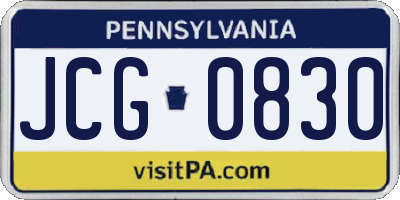 PA license plate JCG0830