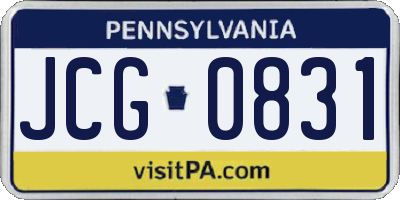 PA license plate JCG0831