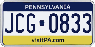 PA license plate JCG0833