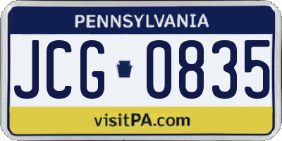 PA license plate JCG0835