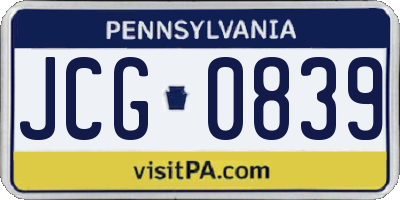 PA license plate JCG0839