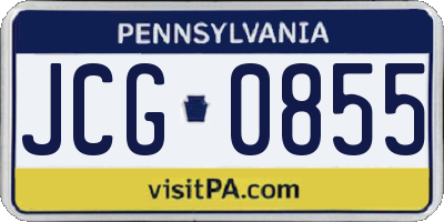 PA license plate JCG0855