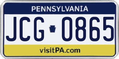 PA license plate JCG0865