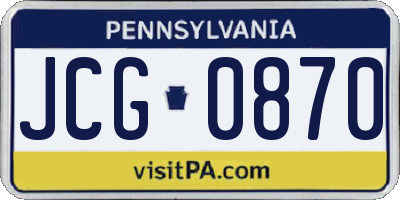 PA license plate JCG0870