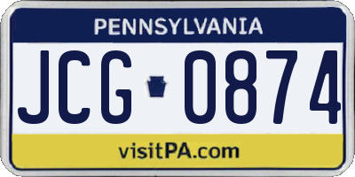 PA license plate JCG0874