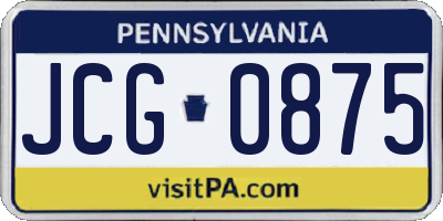 PA license plate JCG0875