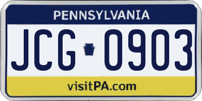 PA license plate JCG0903