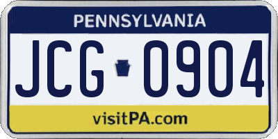 PA license plate JCG0904