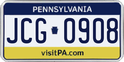 PA license plate JCG0908