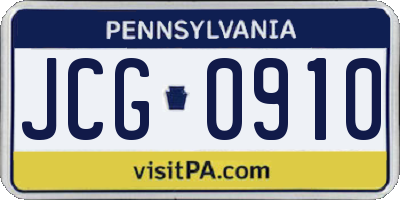 PA license plate JCG0910