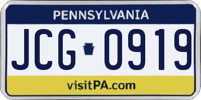 PA license plate JCG0919