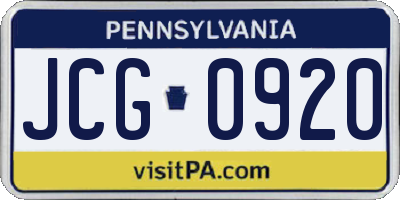 PA license plate JCG0920