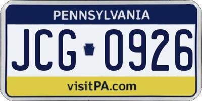 PA license plate JCG0926