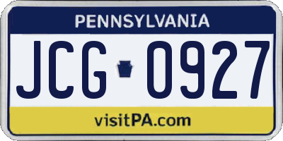 PA license plate JCG0927