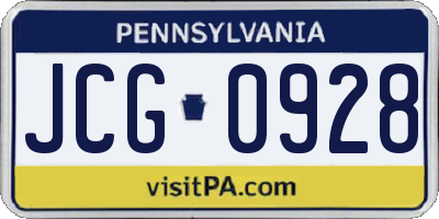 PA license plate JCG0928