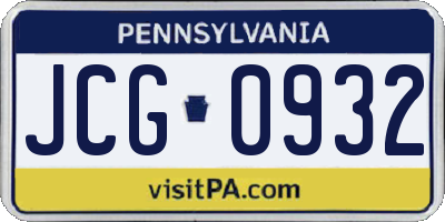 PA license plate JCG0932