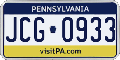 PA license plate JCG0933