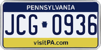 PA license plate JCG0936