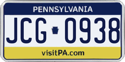 PA license plate JCG0938