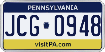 PA license plate JCG0948