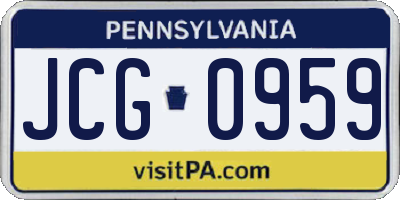 PA license plate JCG0959