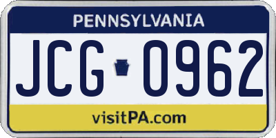 PA license plate JCG0962