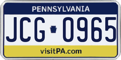 PA license plate JCG0965