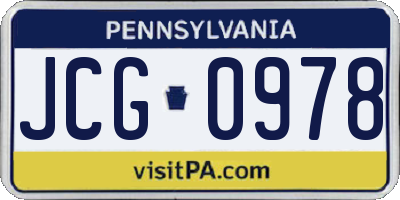 PA license plate JCG0978