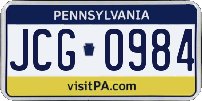 PA license plate JCG0984