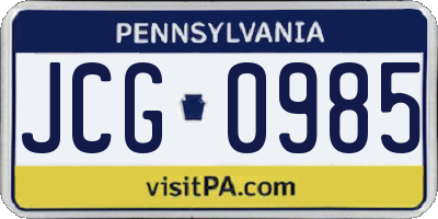 PA license plate JCG0985