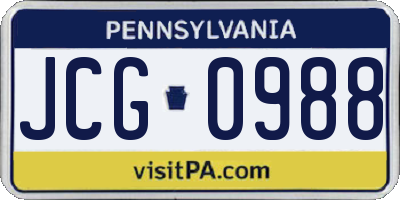 PA license plate JCG0988
