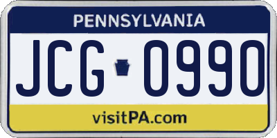 PA license plate JCG0990