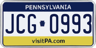 PA license plate JCG0993