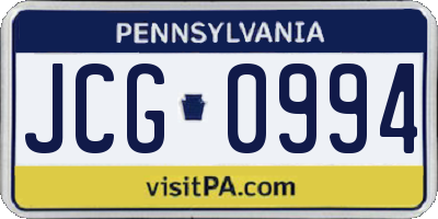 PA license plate JCG0994