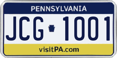 PA license plate JCG1001