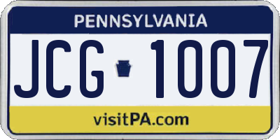 PA license plate JCG1007