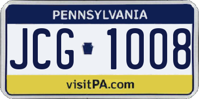 PA license plate JCG1008