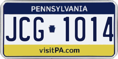 PA license plate JCG1014
