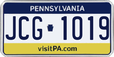 PA license plate JCG1019