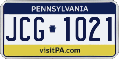 PA license plate JCG1021