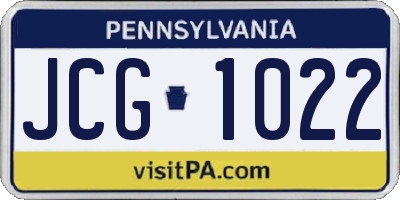 PA license plate JCG1022