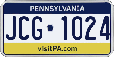 PA license plate JCG1024