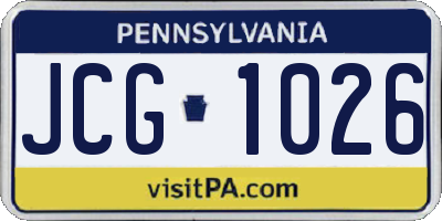 PA license plate JCG1026