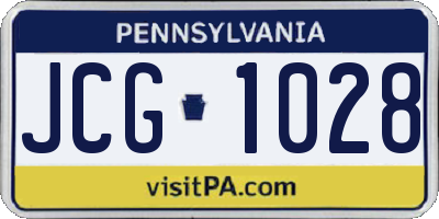 PA license plate JCG1028